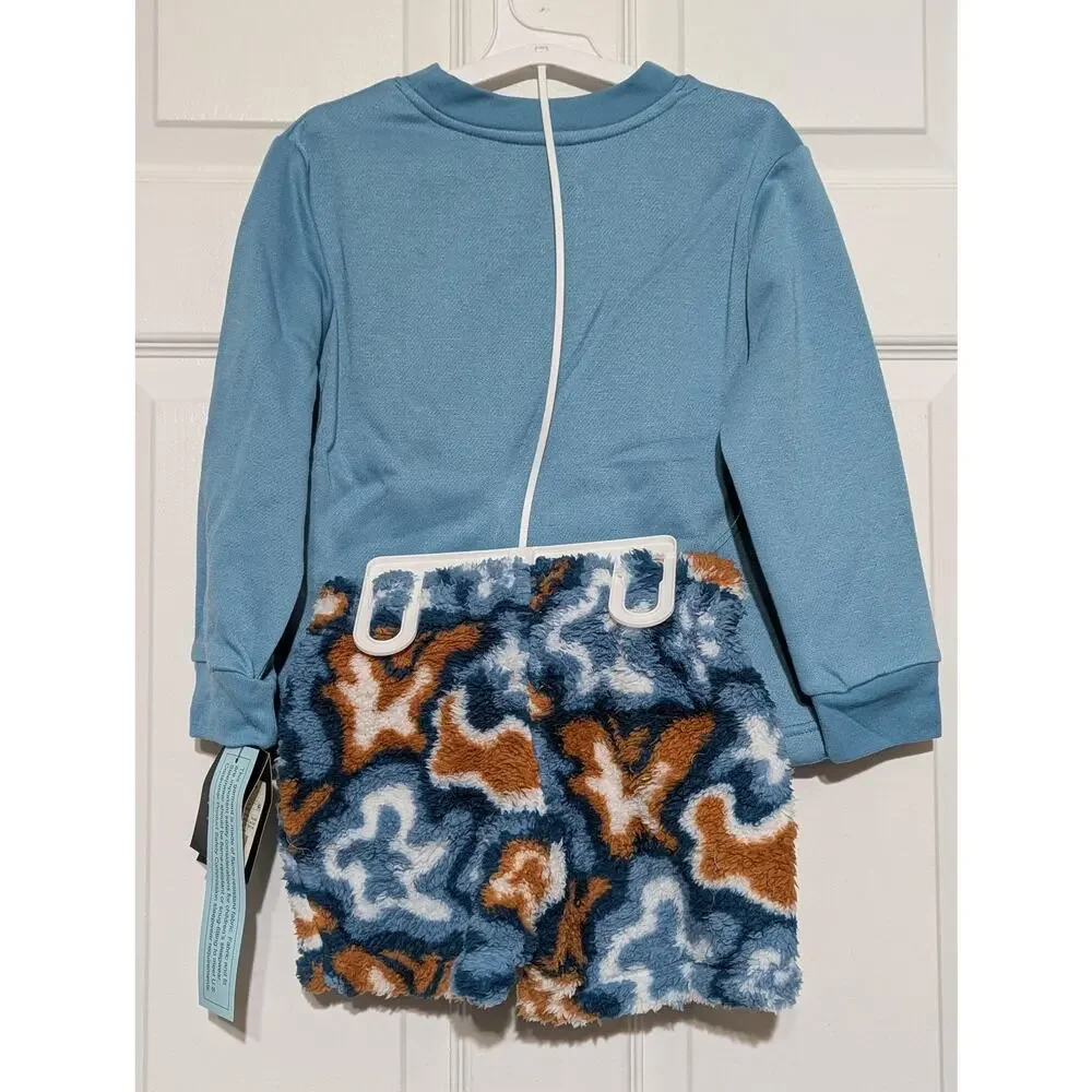 Art Class Pajama Set Youth XS 4/5 Blue‎ Long Sleeve Do Not Disturb Fuzzy Shorts